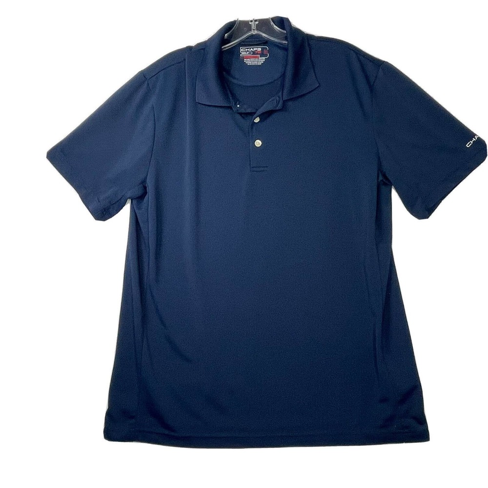 Chaps 78 Golf Stay - Dry Mens Size Medium Solid Blue Golfing Polo Shirt